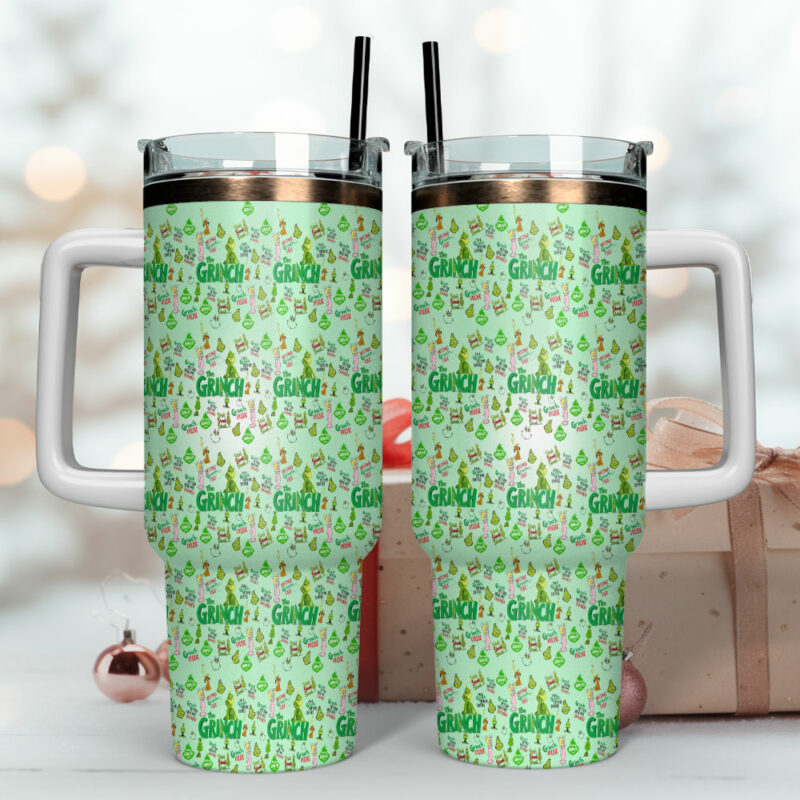 The Grinch Movies Custom Stanley Quencher 40oz Stainless Steel Tumbler With Handle - Threewoofs - Image 4