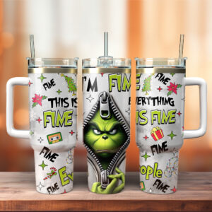 The Grinch Movies Custom Stanley Quencher 40oz Stainless Steel Tumbler With Handle - Threewoofs