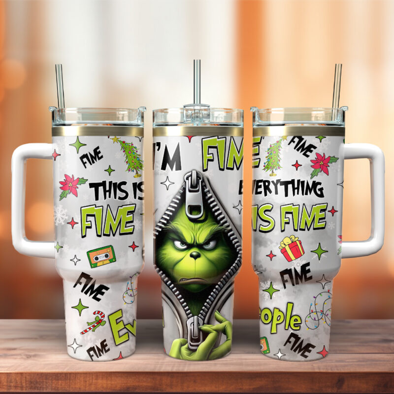The Grinch Movies Custom Stanley Quencher 40oz Stainless Steel Tumbler With Handle - Threewoofs