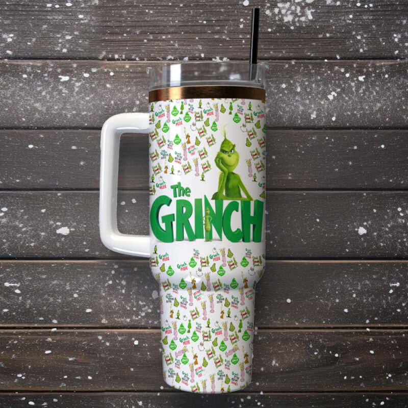 The Grinch Movies Custom Stanley Quencher 40oz Stainless Steel Tumbler With Handle - Threewoofs - Image 2