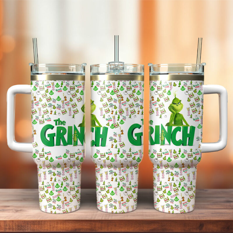 The Grinch Movies Custom Stanley Quencher 40oz Stainless Steel Tumbler With Handle - Threewoofs