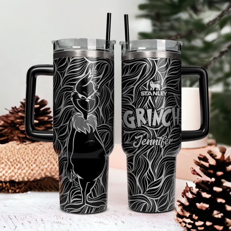 The Grinch Movies Custom Stanley Quencher 40oz Stainless Steel Tumbler With Handle - Threewoofs
