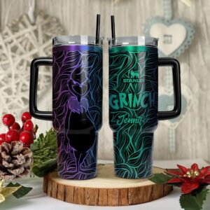 The Grinch Movies Custom Stanley Quencher 40oz Stainless Steel Tumbler With Handle - Threewoofs