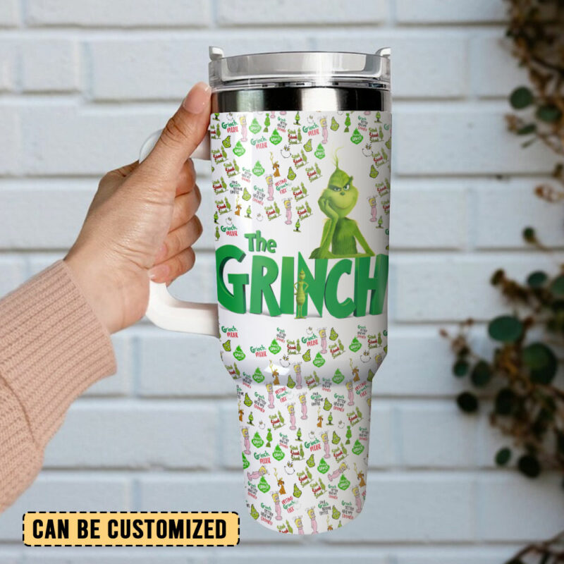 The Grinch Movies Custom Stanley Quencher 40oz Stainless Steel Tumbler With Handle - Threewoofs - Image 3