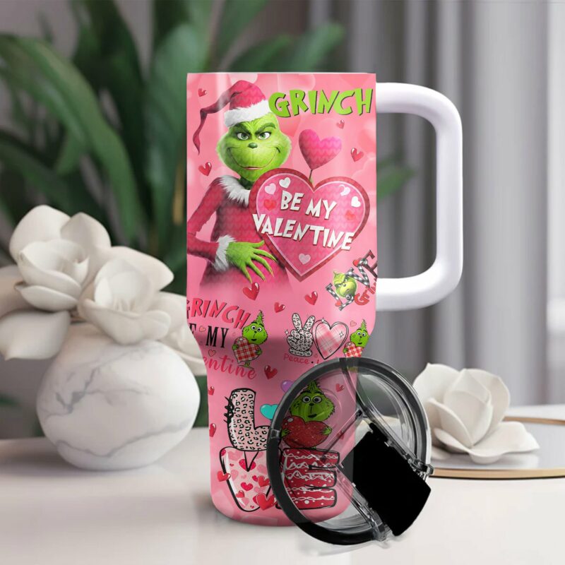 The Grinch Movies Valentine Custom Stanley Quencher 40oz Stainless Steel Tumbler With Handle - Threewoofs - Image 4