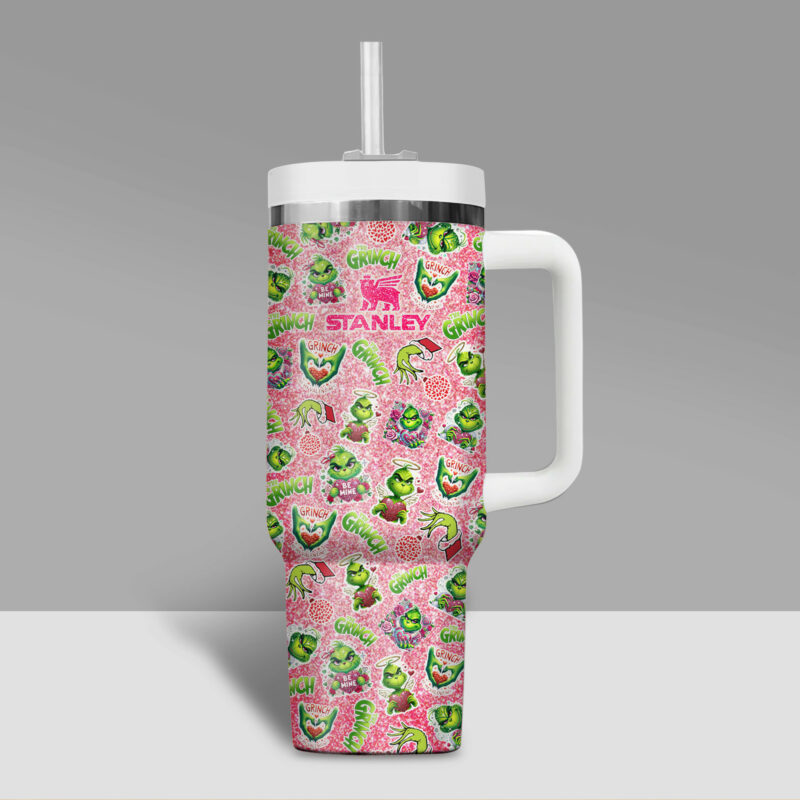 The Grinch Movies Valentine Custom Stanley Quencher 40oz Stainless Steel Tumbler With Handle - Threewoofs - Image 3