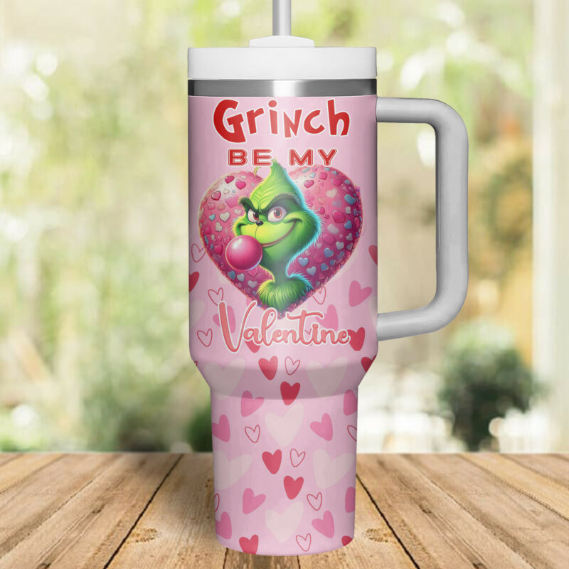 The Grinch Movies Valentine Custom Stanley Quencher 40oz Stainless Steel Tumbler With Handle - Threewoofs - Image 3