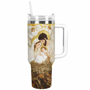 The Holy Family Christmas Custom Stanley Quencher 40oz Stainless Steel Tumbler With Handle - Threewoofs