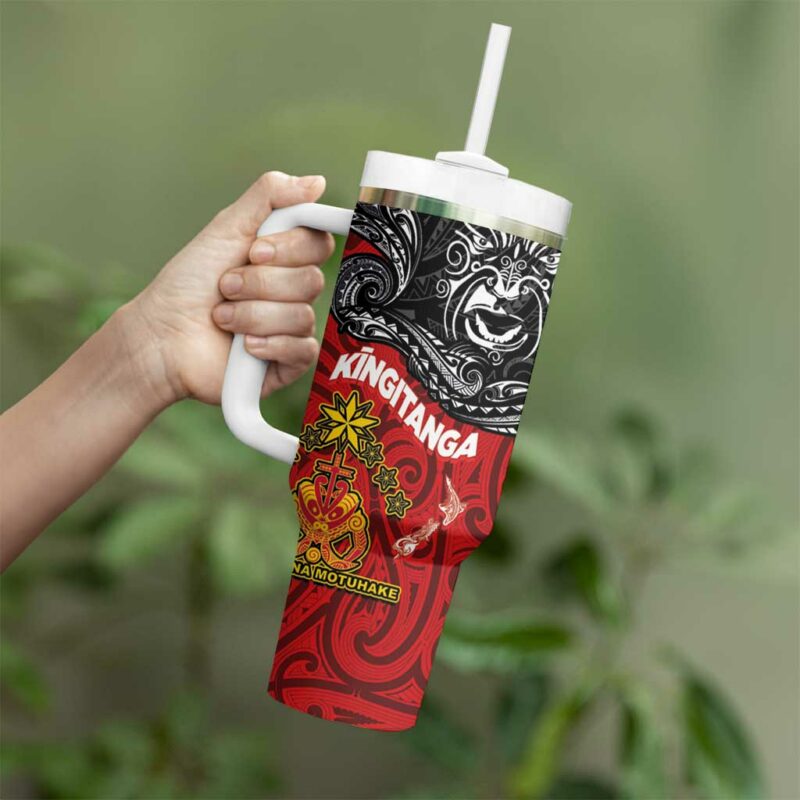 The Kingitanga Maori King Movement Ko Te Mana Motuhake Custom Stanley Quencher 40oz Stainless Steel Tumbler With Handle - Threewoofs - Image 3