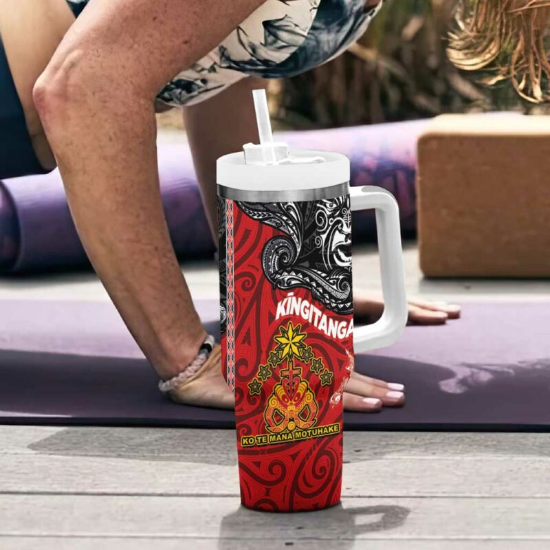 The Kingitanga Maori King Movement Ko Te Mana Motuhake Custom Stanley Quencher 40oz Stainless Steel Tumbler With Handle - Threewoofs - Image 6