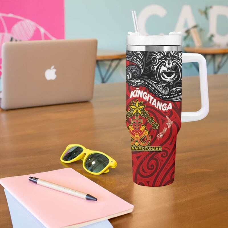 The Kingitanga Maori King Movement Ko Te Mana Motuhake Custom Stanley Quencher 40oz Stainless Steel Tumbler With Handle - Threewoofs - Image 5