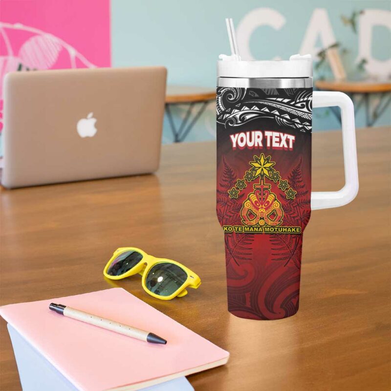 The Kingitanga Maori King Movement Ko Te Mana Motuhake Emblem Custom Stanley Quencher 40oz Stainless Steel Tumbler With Handle - Threewoofs - Image 5