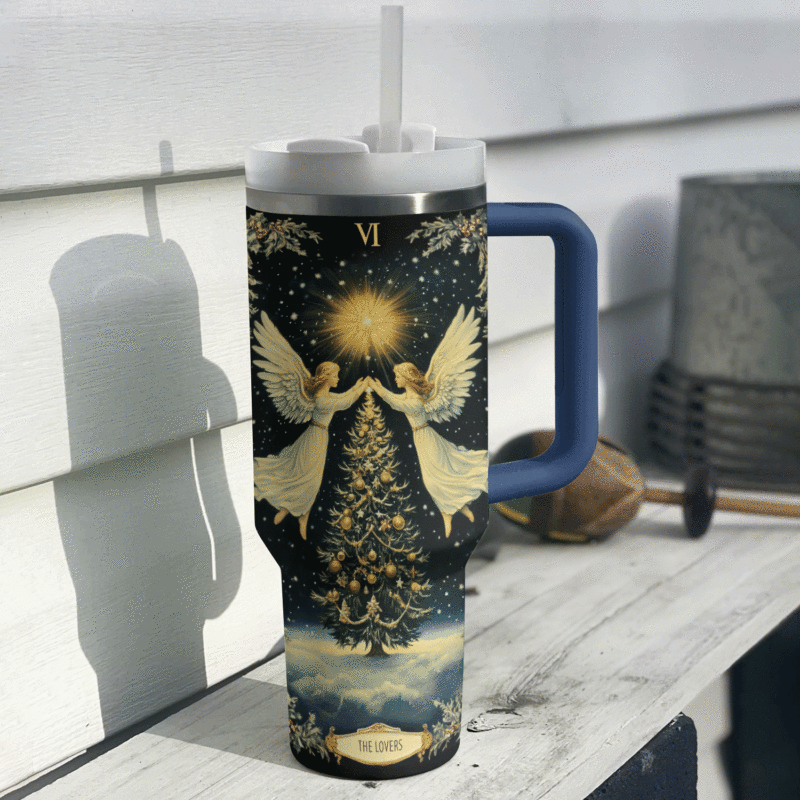 The Lovers Tarot Christmas Custom Stanley Quencher 40oz Stainless Steel Tumbler With Handle - Threewoofs - Image 3