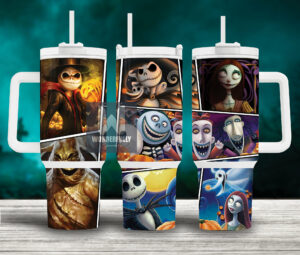 Spooky Characters Tumbler with Straw - Perfect for Halloween Fans