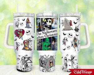 The Nightmare Before Christmas Tumbler - Insulated Travel Mug with Straw, 40oz