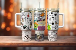 Nightmare Before Christmas Travel Mug - Double Wall Insulated with Handle