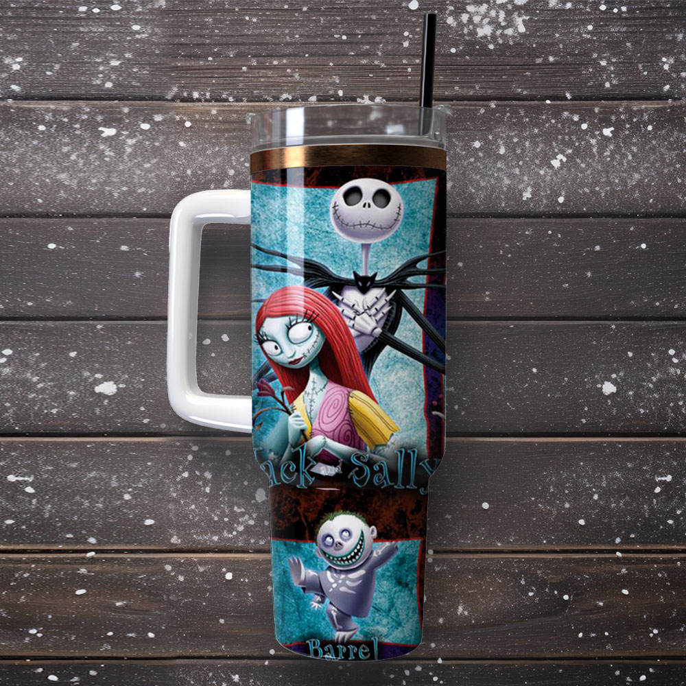 Nightmare Before Christmas Insulated Travel Mug - Jack, Sally, Oogie Boogie Design - Image 4