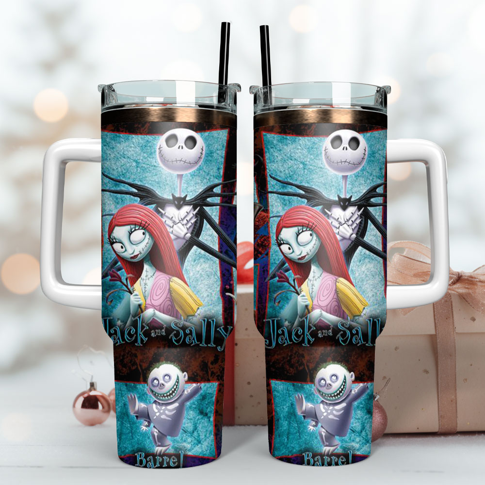 Nightmare Before Christmas Insulated Travel Mug - Jack, Sally, Oogie Boogie Design - Image 3