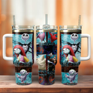 Nightmare Before Christmas Insulated Travel Mug - Jack, Sally, Oogie Boogie Design