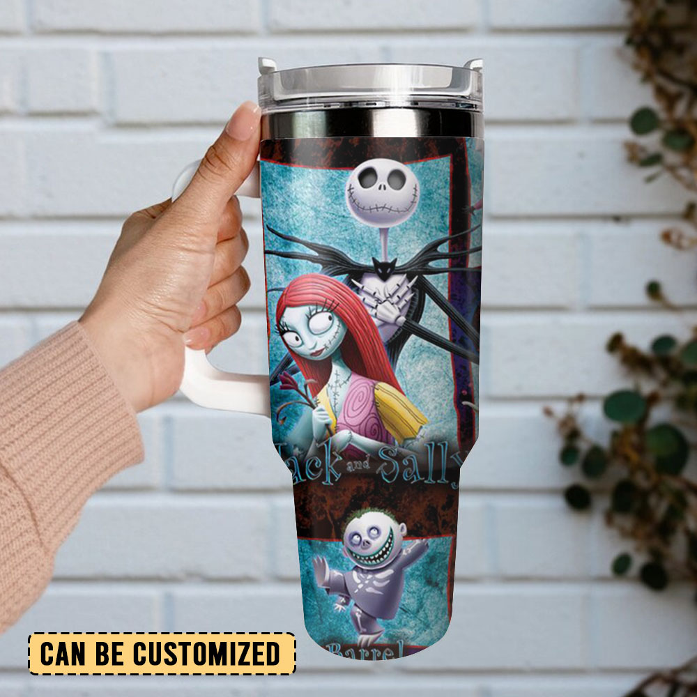Nightmare Before Christmas Insulated Travel Mug - Jack, Sally, Oogie Boogie Design - Image 2