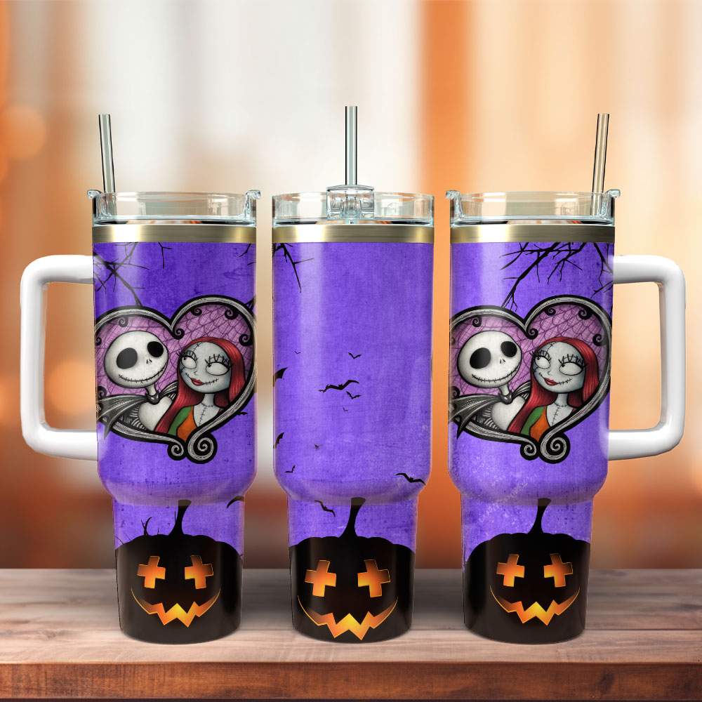 Spooky Love Halloween Tumbler - Insulated Mug with Handle & Straw