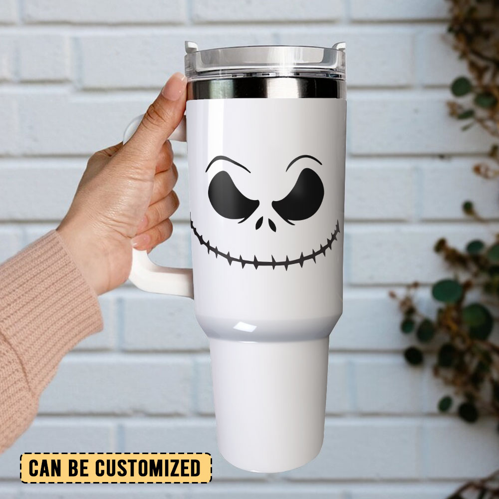 Spooky Skull Insulated Tumbler with Handle & Straw - Perfect for Hot & Cold Drinks - Image 2