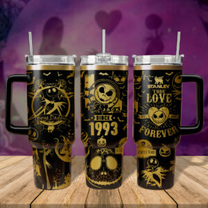 Spooky Halloween Travel Mug - Jack & Bones Design, 40oz Tumbler