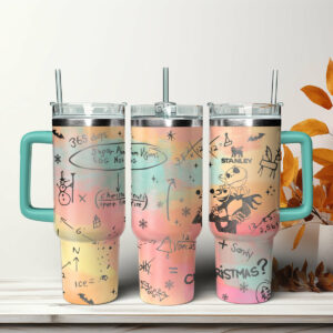 Whimsical Holiday Insulated Tumbler with Handle - Perfect for Festive Sips