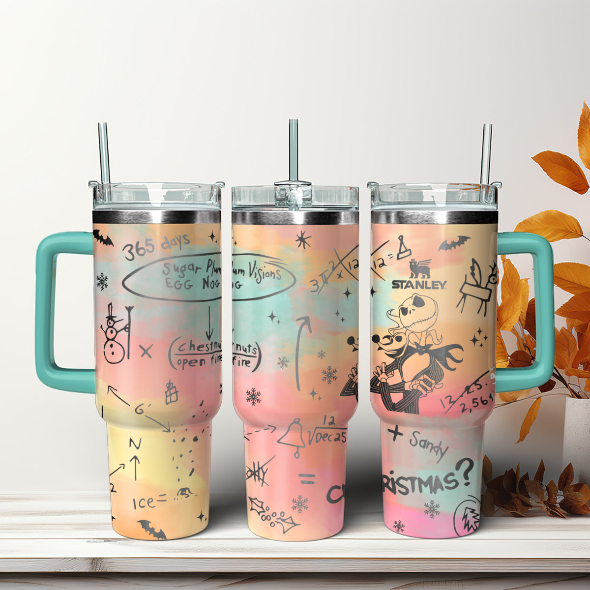 Whimsical Holiday Insulated Tumbler with Handle - Perfect for Festive Sips