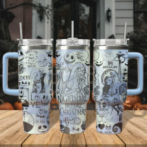 Nightmare Before Christmas Themed Insulated Tumbler with Straw - 40oz