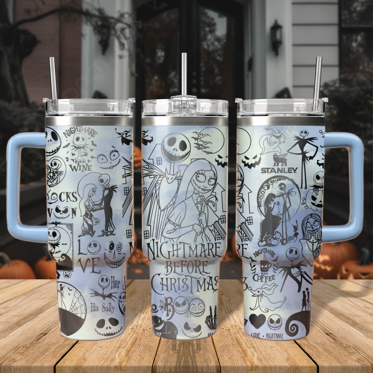 Nightmare Before Christmas Themed Insulated Tumbler with Straw - 40oz