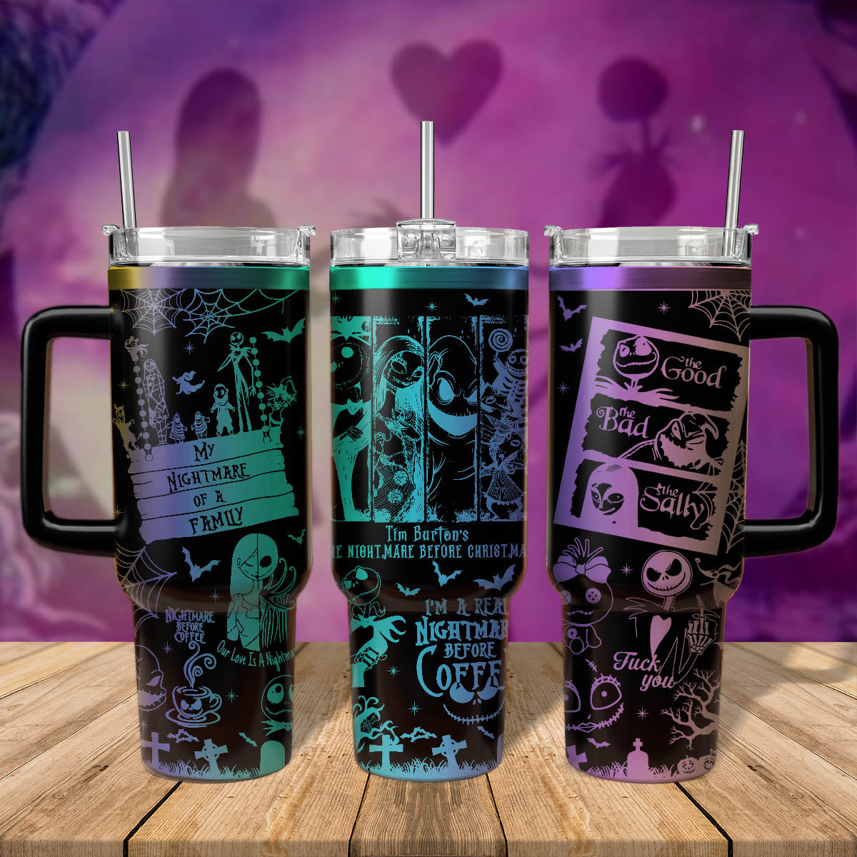 Stylish Tim Burton-Inspired Coffee Tumbler - Perfect for Halloween & Movie Lovers
