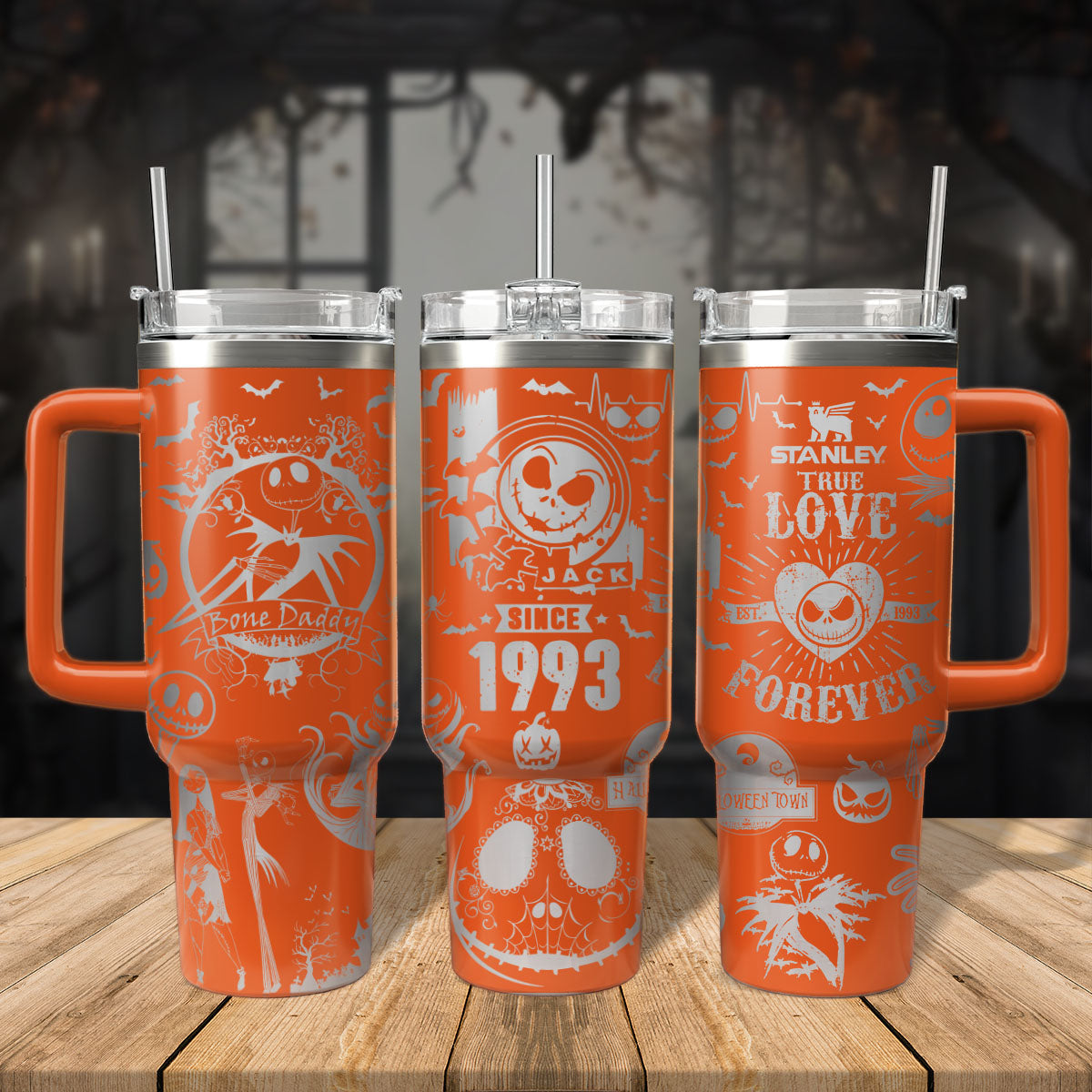 Jack Skellington Halloween Tumbler - Insulated Mug with Handle