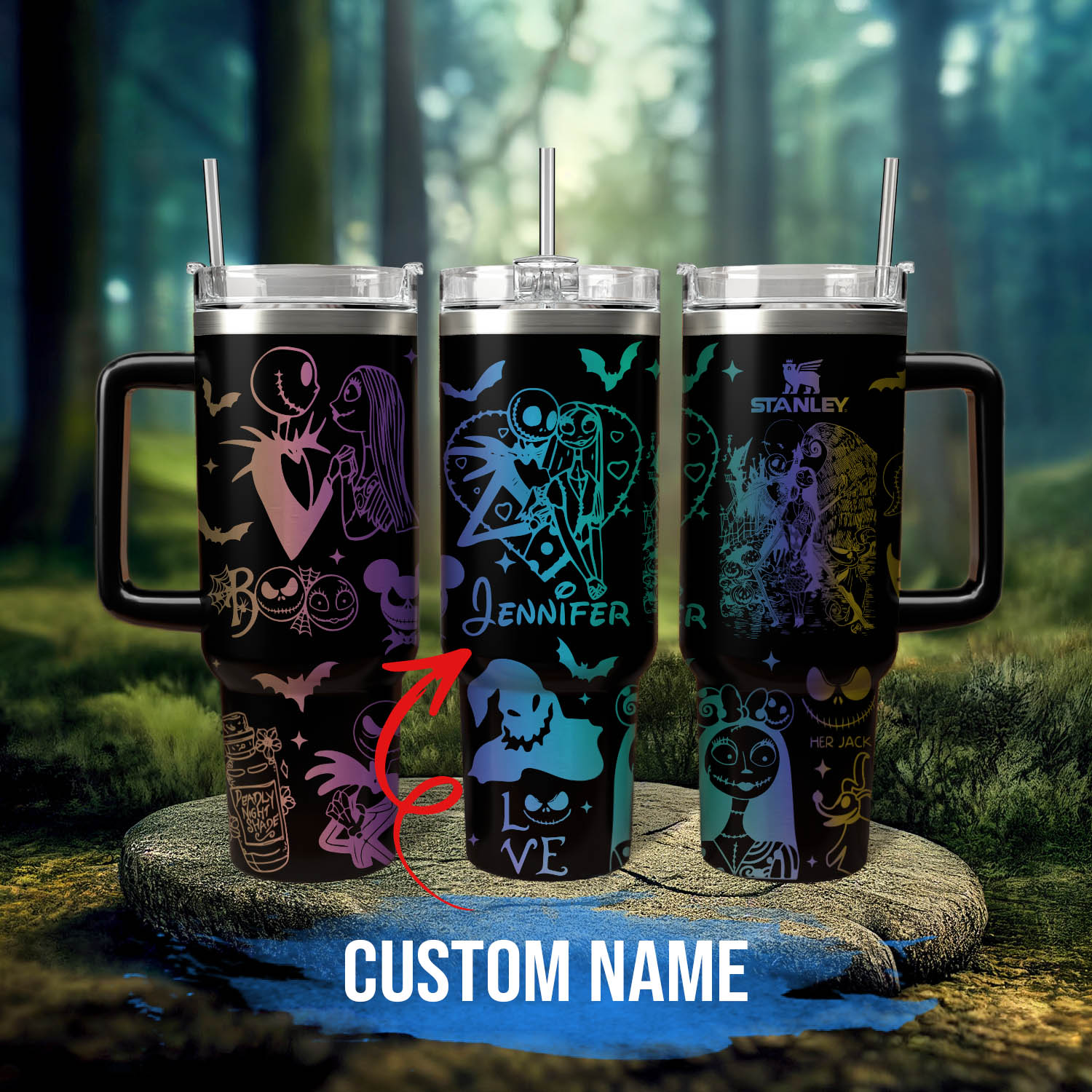 Personalized Halloween Glow-In-The-Dark Tumbler with Custom Name