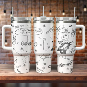 Festive Holiday Insulated Tumbler with Fun Christmas Doodles - Perfect Gift!