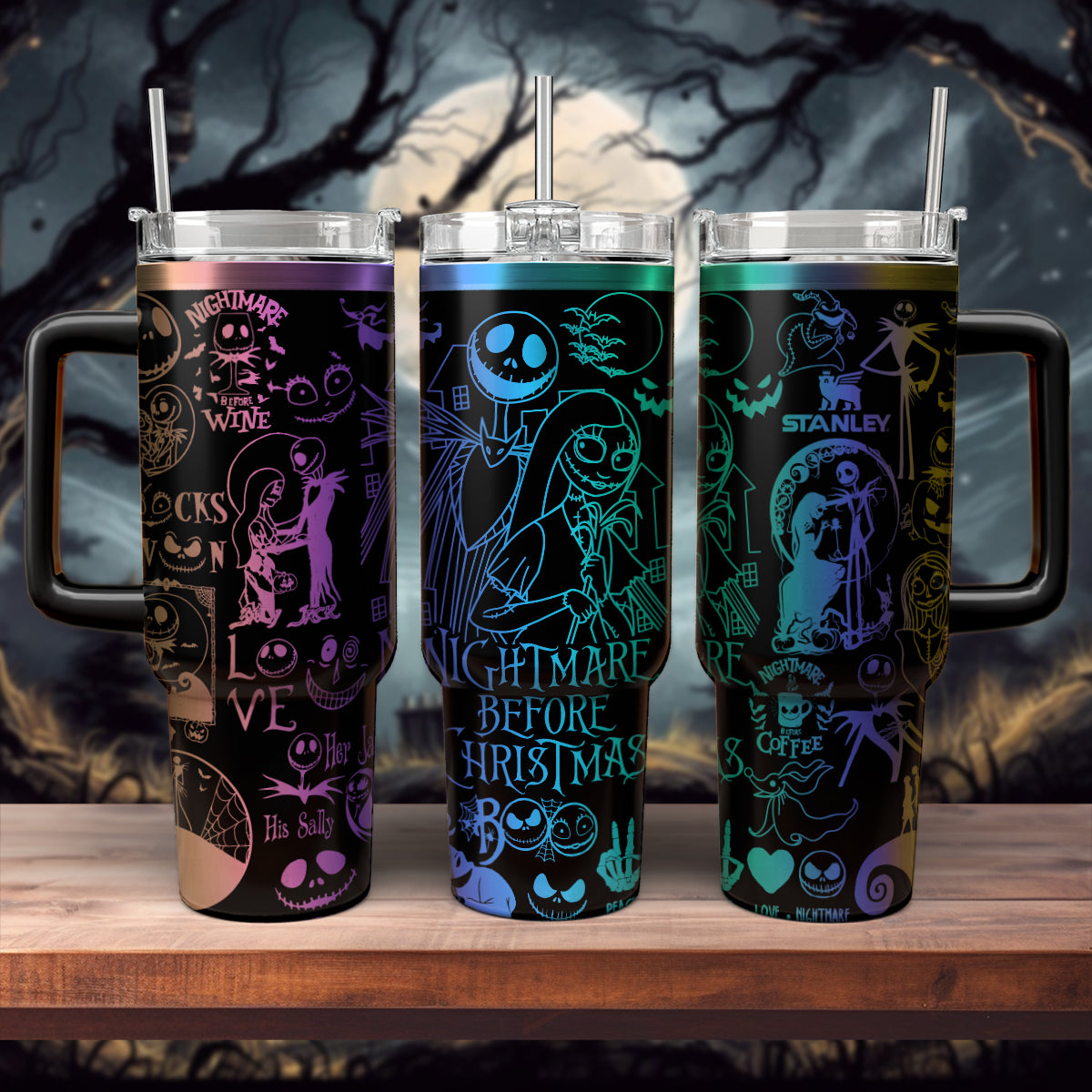 Nightmare Before Christmas Glow-in-the-Dark Travel Mug Set - Spooky Sips On-the-Go!