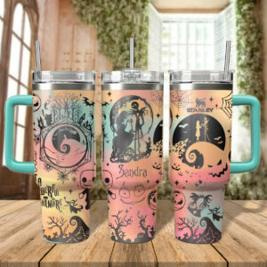 Spooky Season Tumbler - Halloween-Themed Travel Mug with Handle & Straw