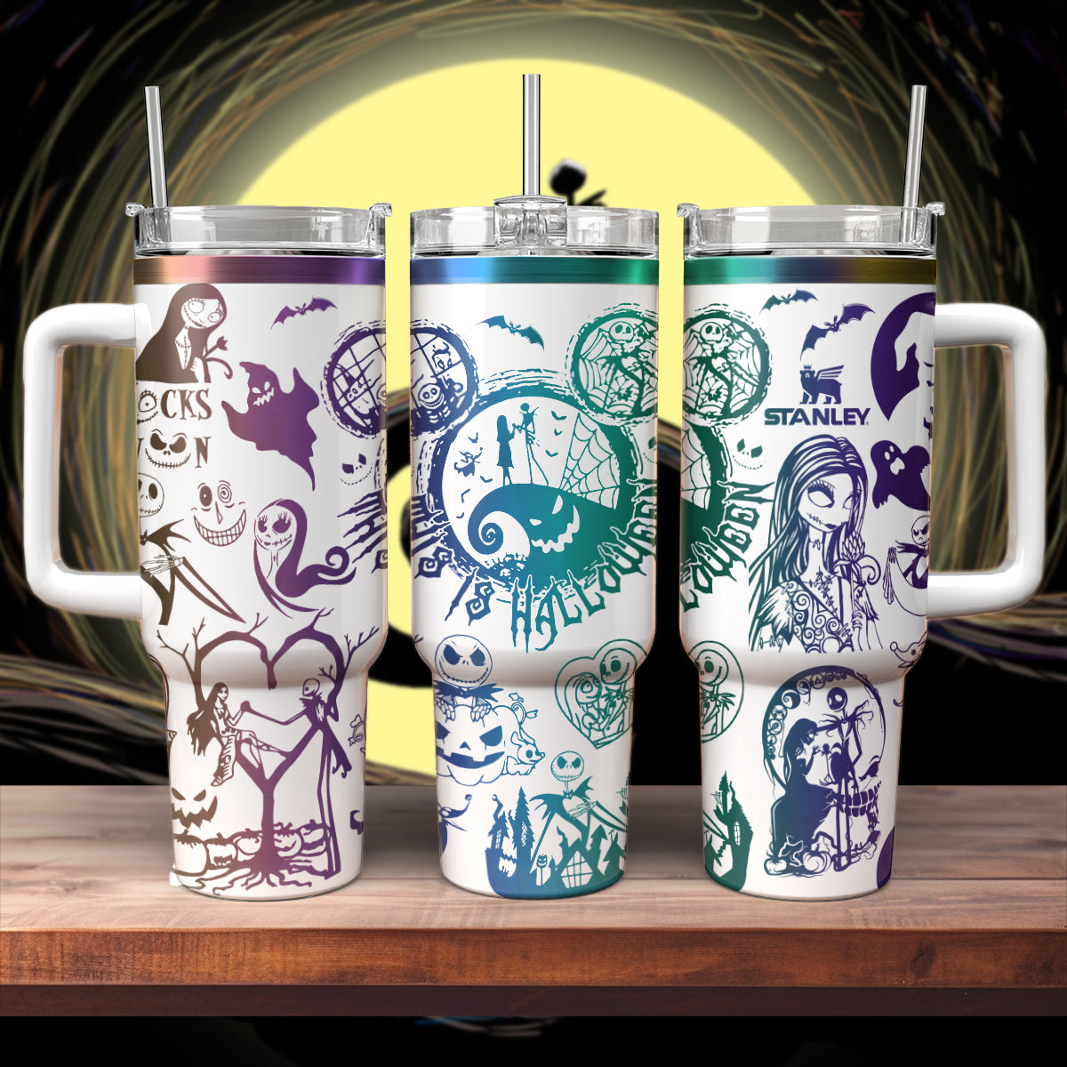 Spooky Halloween Insulated Tumbler Set - 40oz Nightmare Design with Straw