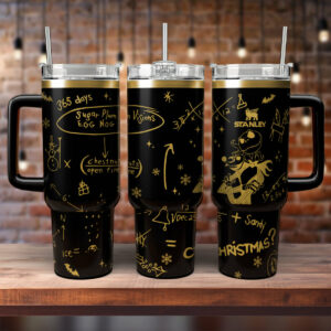 Holiday Cheer Black Tumbler - Festive Design for Hot & Cold Drinks