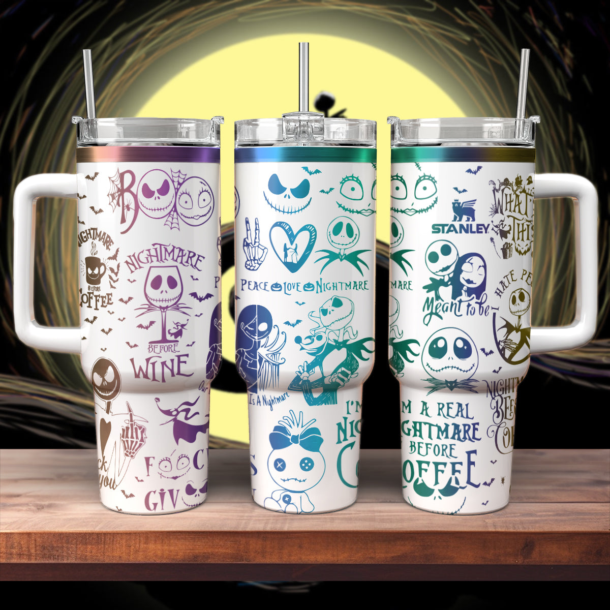 Nightmare-Themed Insulated Tumblers - Perfect for Coffee & Wine Lovers