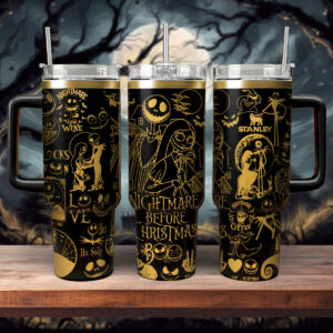 Nightmare Before Christmas Themed Insulated Tumbler with Handle - Perfect Gift for Fans