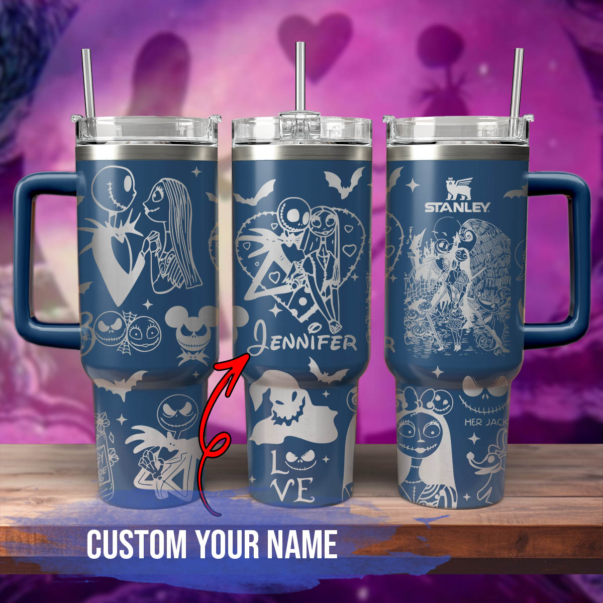 Personalized Halloween-Themed Tumbler with Straw - Custom Name Option