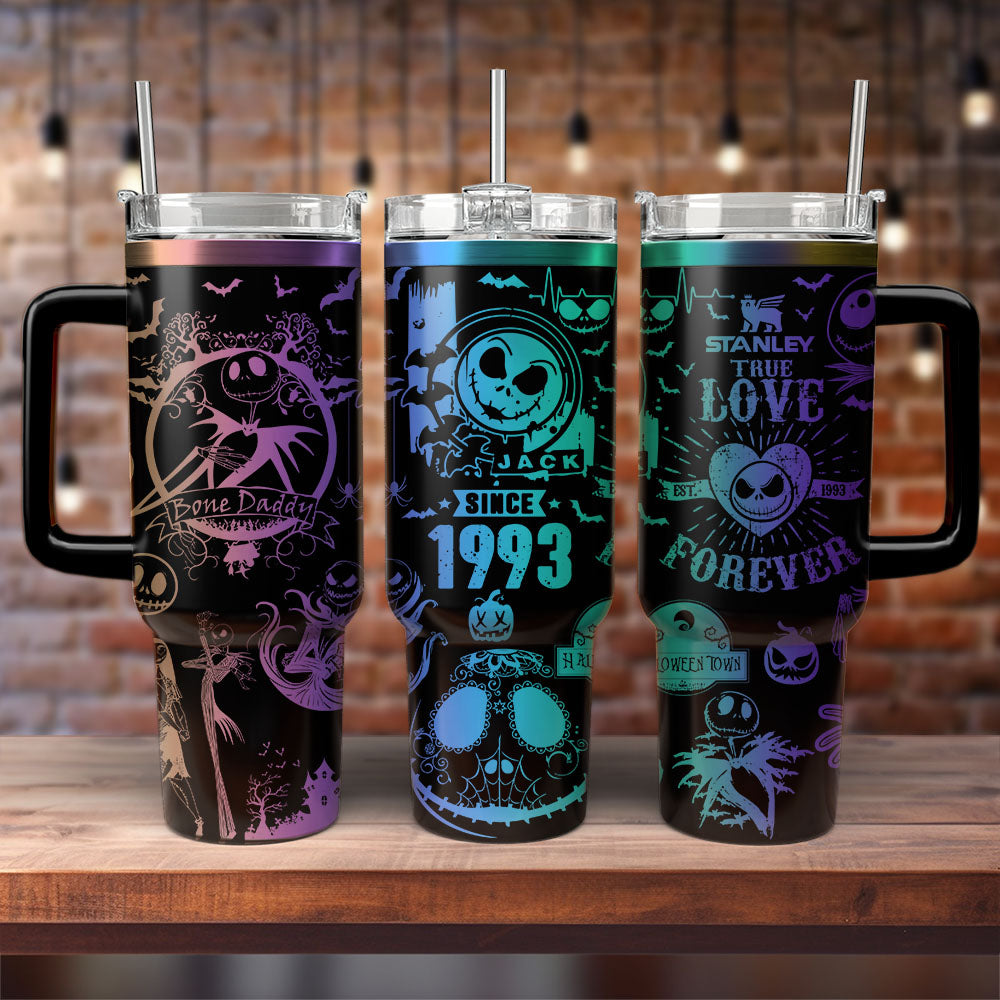 Spooky Insulated Tumbler Set - Halloween Theme with Handle & Straw