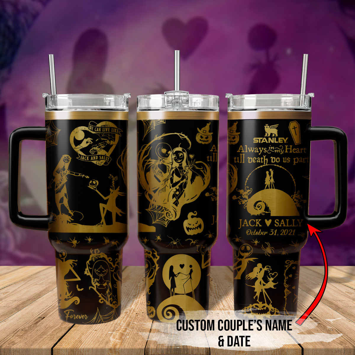 Customizable Jack & Sally Tumbler - Unique Gift for Couples