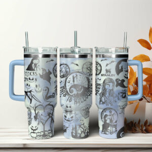 Spooky Halloween-Themed Tumbler with Handle - Perfect for Autumn Sips