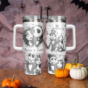 The Nightmare Before Christmas Movies Custom Stanley Quencher 40oz Stainless Steel Tumbler With Handle - Threewoofs