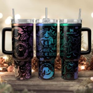 The Nightmare Before Christmas Movies Custom Stanley Quencher 40oz Stainless Steel Tumbler With Handle - Threewoofs