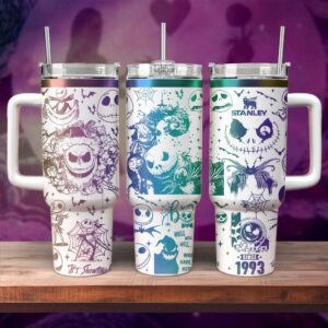 The Nightmare Before Christmas Movies Custom Stanley Quencher 40oz Stainless Steel Tumbler With Handle - Threewoofs