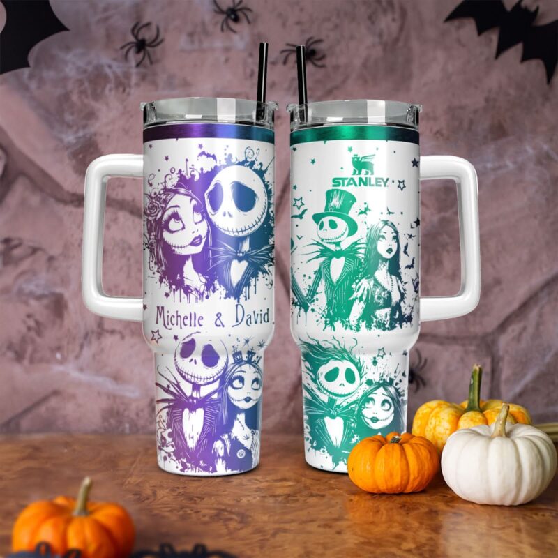 The Nightmare Before Christmas Movies Custom Stanley Quencher 40oz Stainless Steel Tumbler With Handle - Threewoofs
