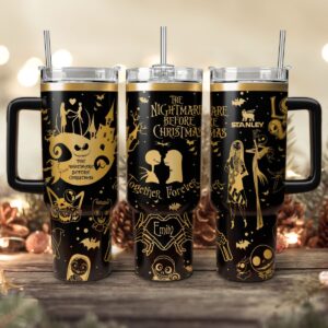 The Nightmare Before Christmas Movies Custom Stanley Quencher 40oz Stainless Steel Tumbler With Handle - Threewoofs